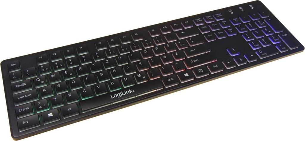 Clavier ''Rainbow'' LogiLink, rétroéclairé, noir, USB Image du produit 