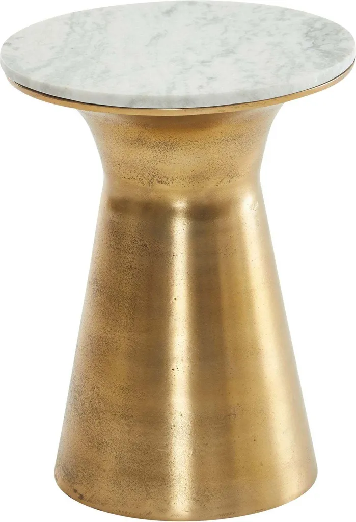 Table d'appoint Rootz marbre blanc et métal doré - Bout de canapé chic