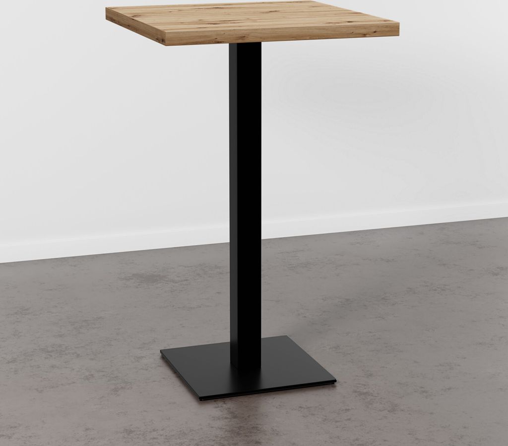 Gastro Stehtisch 50x50 cm | Eiche Artisan | Gusseisengestell
