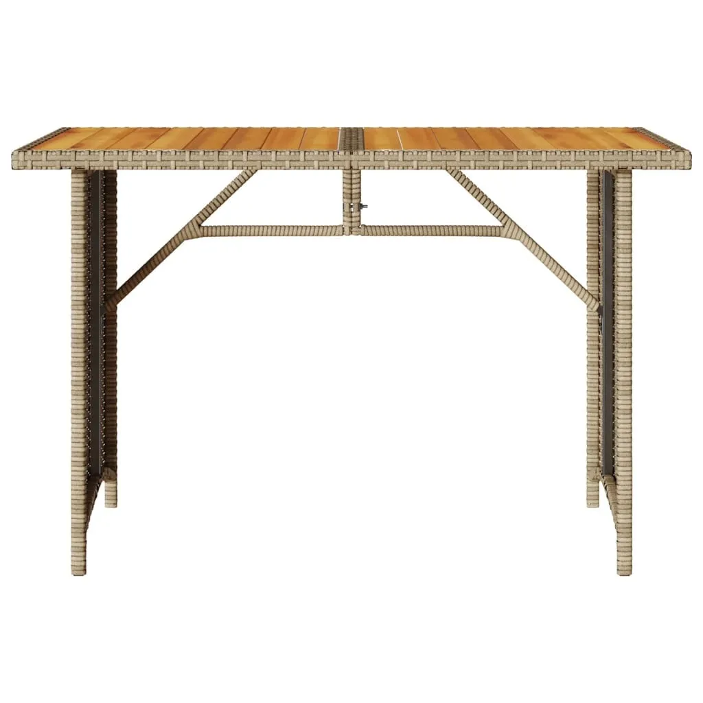Arredo Giardino vidaXL: Tavolo Beige Poly Rattan e Legno 110cm - 4
