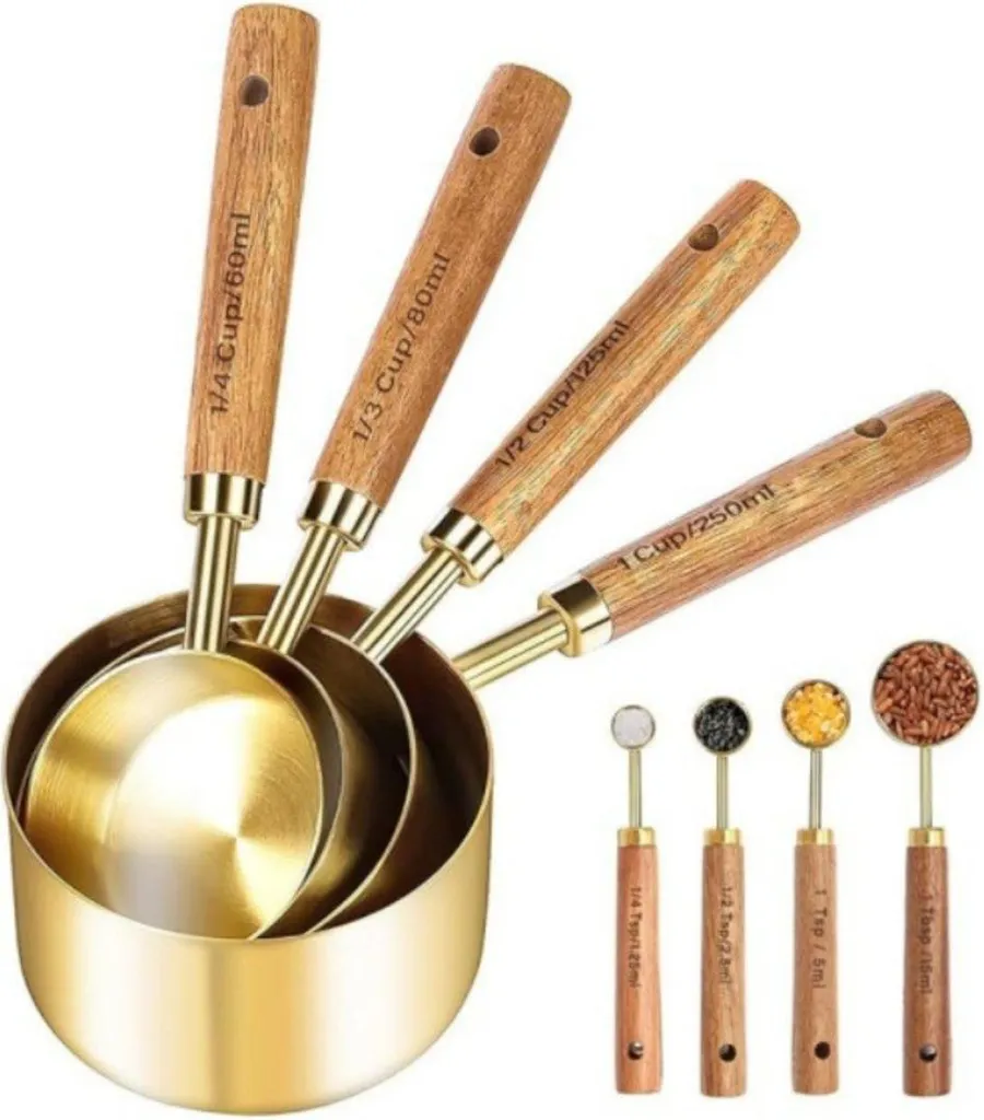 Cuteefun Set di 12 Misurino e Cucchiaio Dosatore, 4 Misurini Metrici, 8 Cucchiai Magnetici a Doppia Faccia con Leva, Gadget da Cucina In Acciaio Inox per Cucinare e Cuocere, Bevande