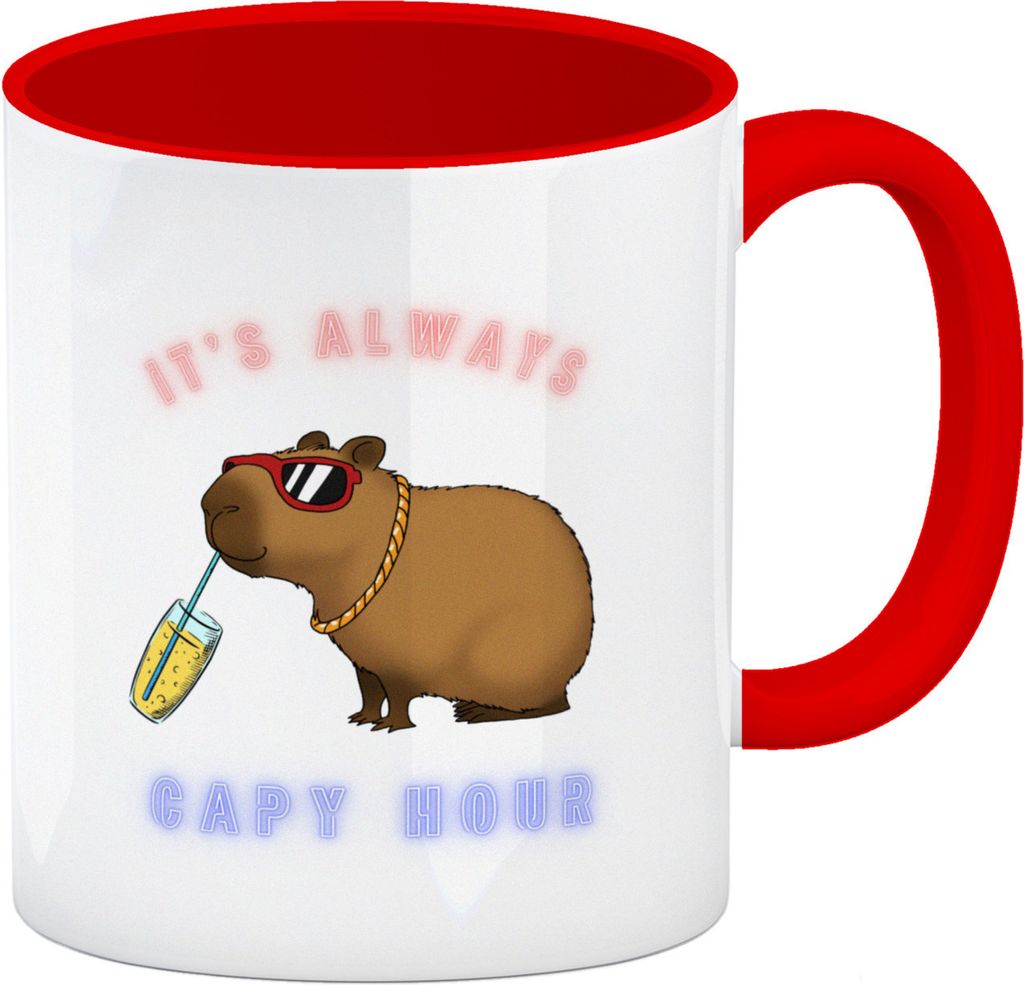 It ́s always capy hour Kaffeebecher in rot mit coolem Capybara Motiv