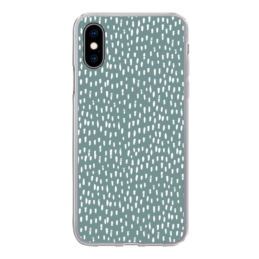 MuchoWow Handyhülle Schutzhülle Hülle für iPhone X Polka dots - Weiß - Grün Silikon Softcase Handy Hülle - Handyhülle