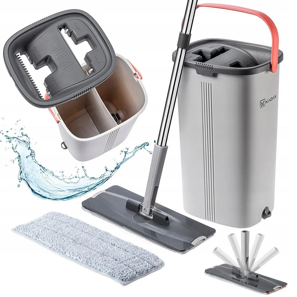 Set Mocio Magico 2 in 1: Secchio e Mop in Microfibra Acciaio Inox
