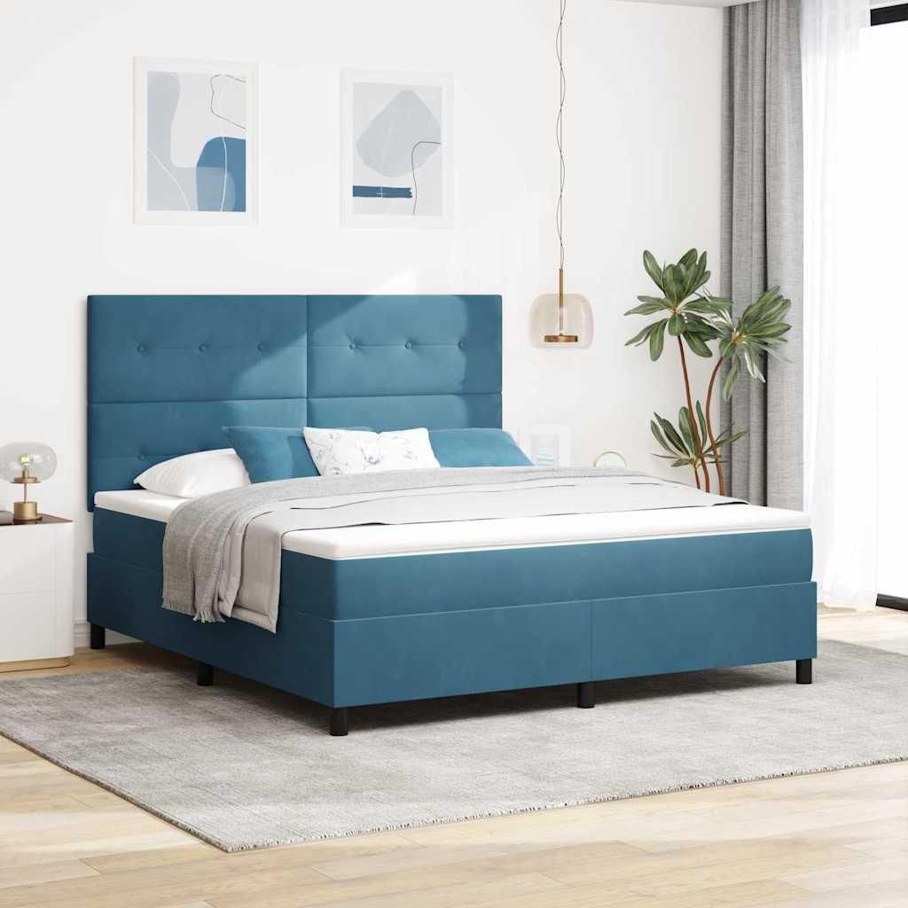 Möbel Boxspringbett mit Matratze Dunkelblau 180 x 200 cm Samt - Klassische Betten 3339852