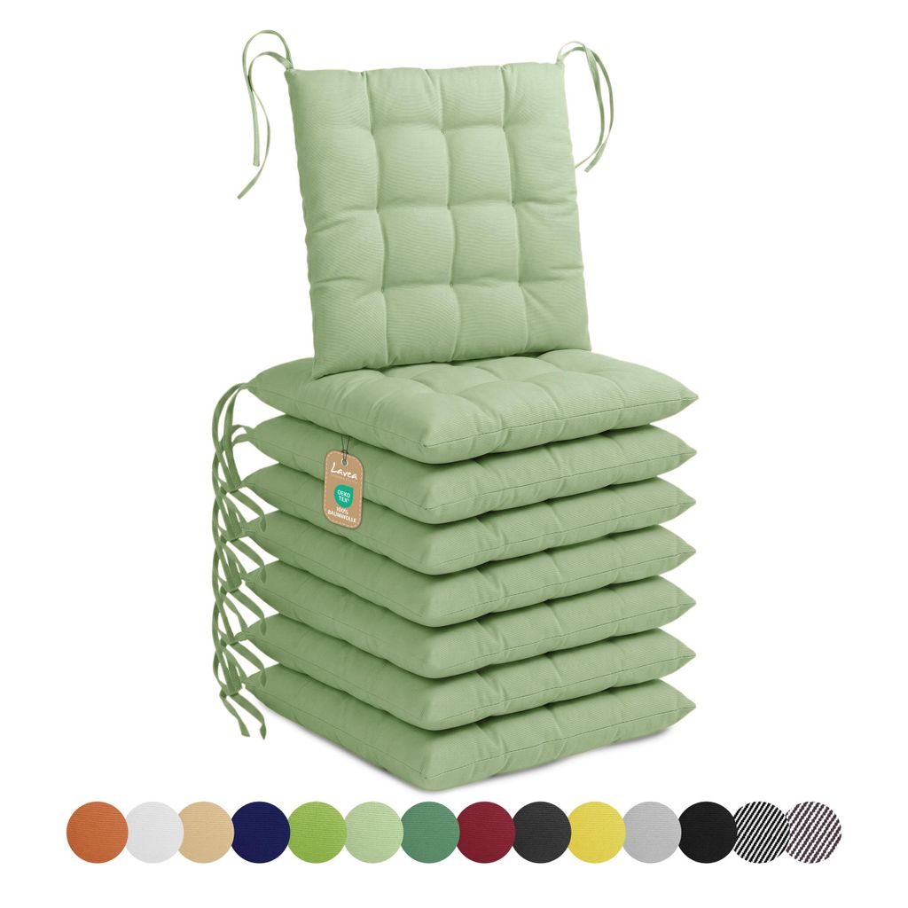 Lavea® Sitzkissen 40x40 cm - 8er Set,  mit Stoffbändern – Produktbild 