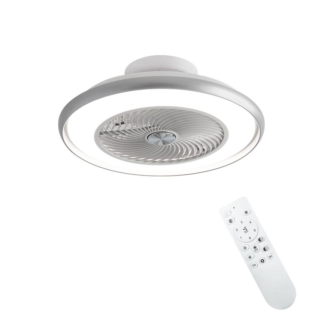 Ventilateur de plafond blanc mat avec éclairage | Image du produit 
