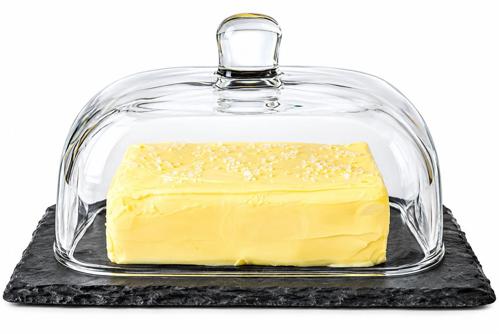 Butterdose auf Schieferplatte Butterglocke Butterschale Produktbild 