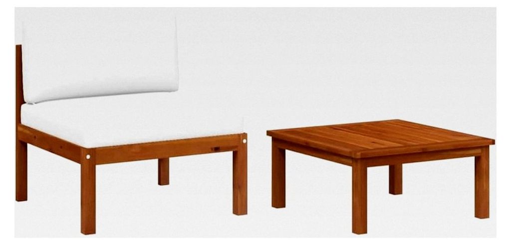 Zweiteiliges Garten-Lounge-Set mit Kissen aus Akazienholz und Seil