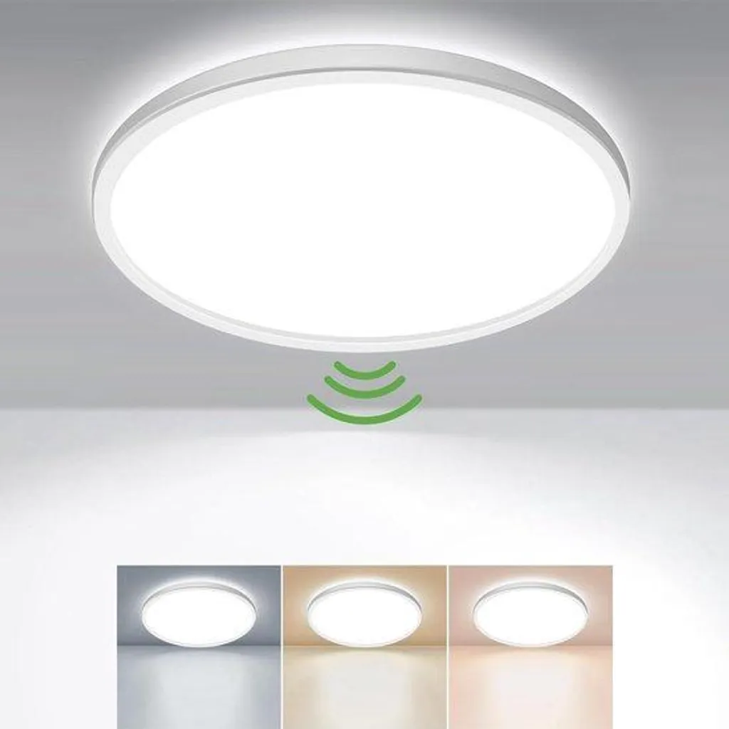 Plafonnier avec détecteur de mouvement LED 18W rond 23cm blanc chaud