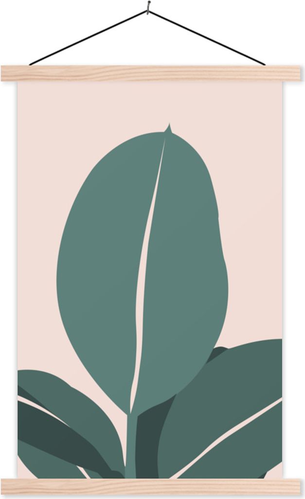 MuchoWow Textilposter Sommer - Blätter - Pastell 60x90 cm mit holzfarbenen Rahmen - Textil