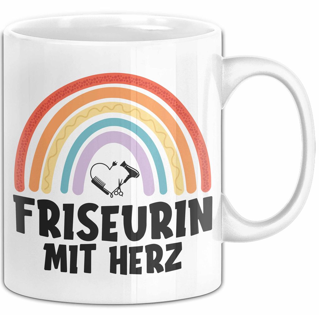 Friseurin Tasse Geschenk Friseurin Mit Herz Frisörin Geschenkidee (Weiß)