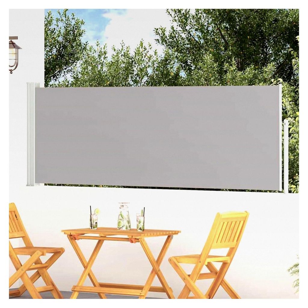 Ausziehbare Seitenmarkise 100x300 cm Grau, Wasserdicht für Balkon und Terrasse