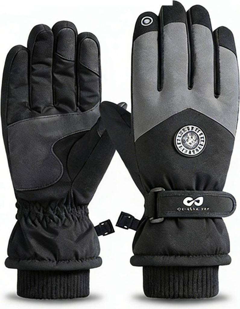 Herren-Winterskihandschuhe mit Touchscreen-Funktion, gefüttert mit Samt, warm und kältebeständig, wasserdichte Outdoor-Fahrradhandschuhe für Da...