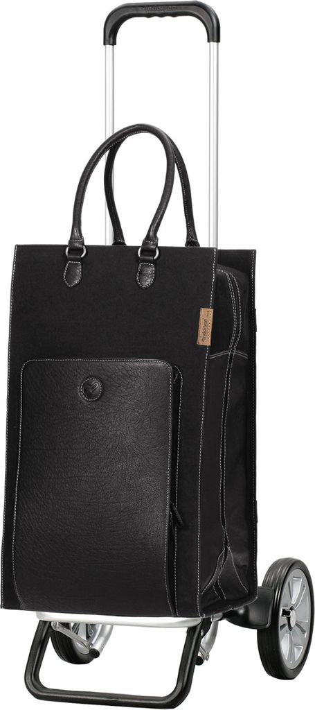 ANDERSEN Einkaufstrolley - Alu Star Shopper Charu schwarz 49 L Leder, nachhaltig, Aluminium, höhenverstellbar, Räder abnehmbar