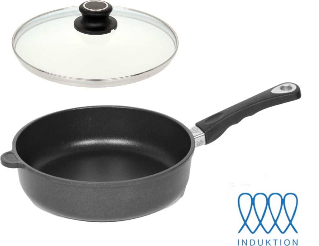 LOTUS GUSS-PFANNE Hochrand-Pfanne Ø20cm INDUKTION B15cm H7,5cm Griff abn.+Deckel