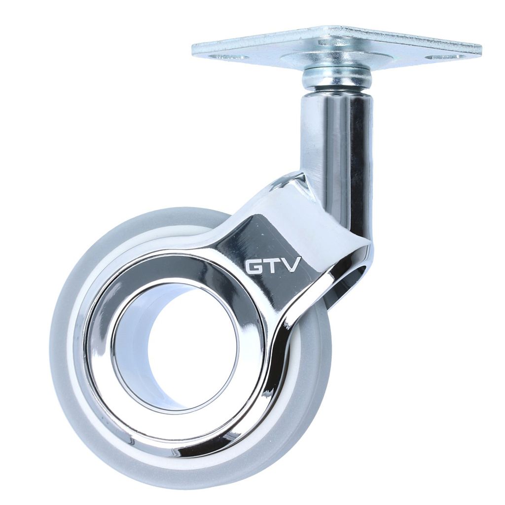 Hochwertige Design-Möbelrolle Möbeltransportrolle Metall-Rollenkörper Chrom glänzend Grau 60mm