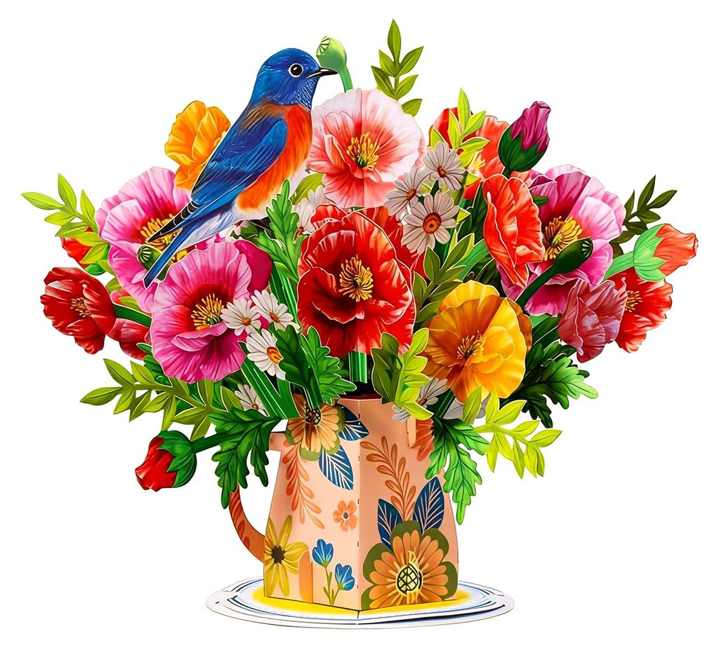 Pop-Up-Valentinstagskarte mit Wildblumenmotiv, 3D-Papierblumenstrauß, Grußkarte, faltbare romantische Blumenkarte für Geburtstag, Muttertag, Jah...