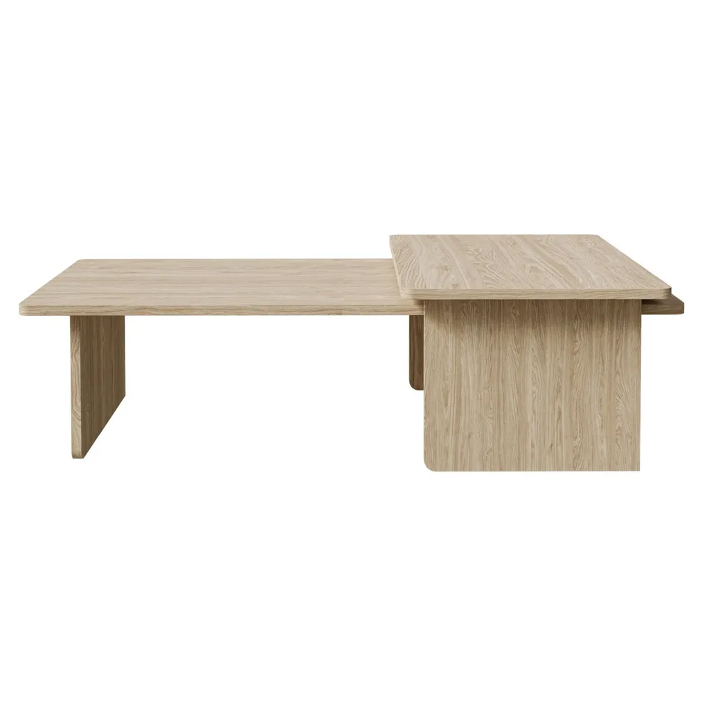Table Basse Salon Modulable Set de 2 Usalo - Grand Format Chêne 140cm - 3