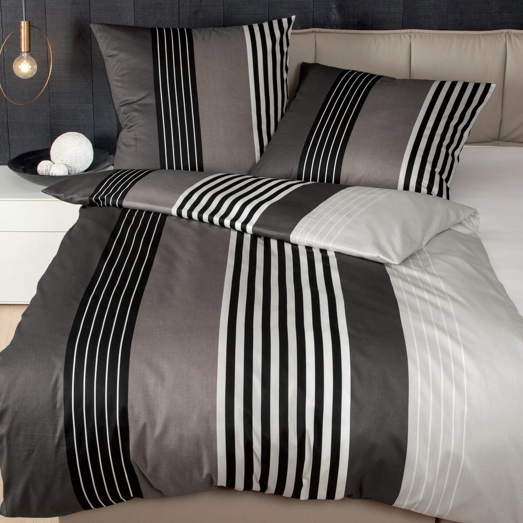 Janine Mako Satin Bettwäsche 2 teilig Bettbezug 135 x 200 Produktbild 