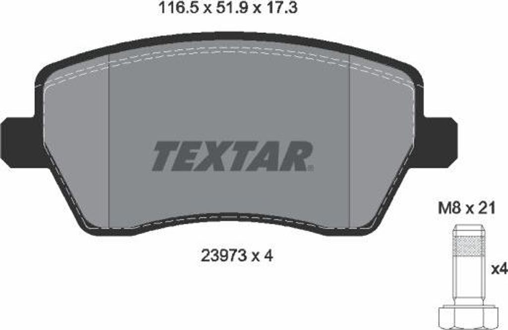 TEXTAR 2397301 Bremsbelagsatz, Scheibenbremse OE 410601817R kompatibel mit Zoe, Thalia, Modus, Megane, Logan, Kangoo, Duster, Clio, Captur, Note, M...