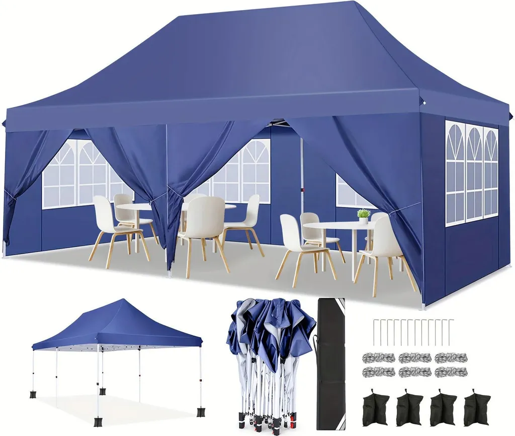 Tonnelle Pliante de Jardin Bleu Marine 3x3m - Abri Auto-portant Top