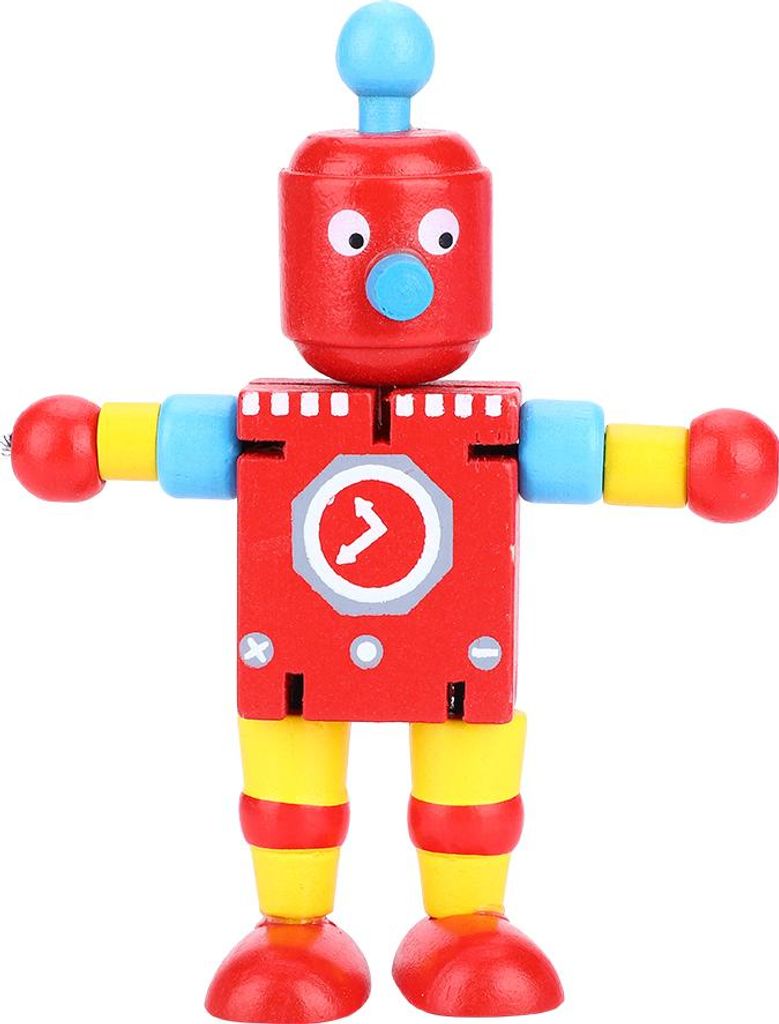 Persönlichkeit Niedliches Holzroboterspielzeug zum Lernen und Lernen für Kinder (rot)