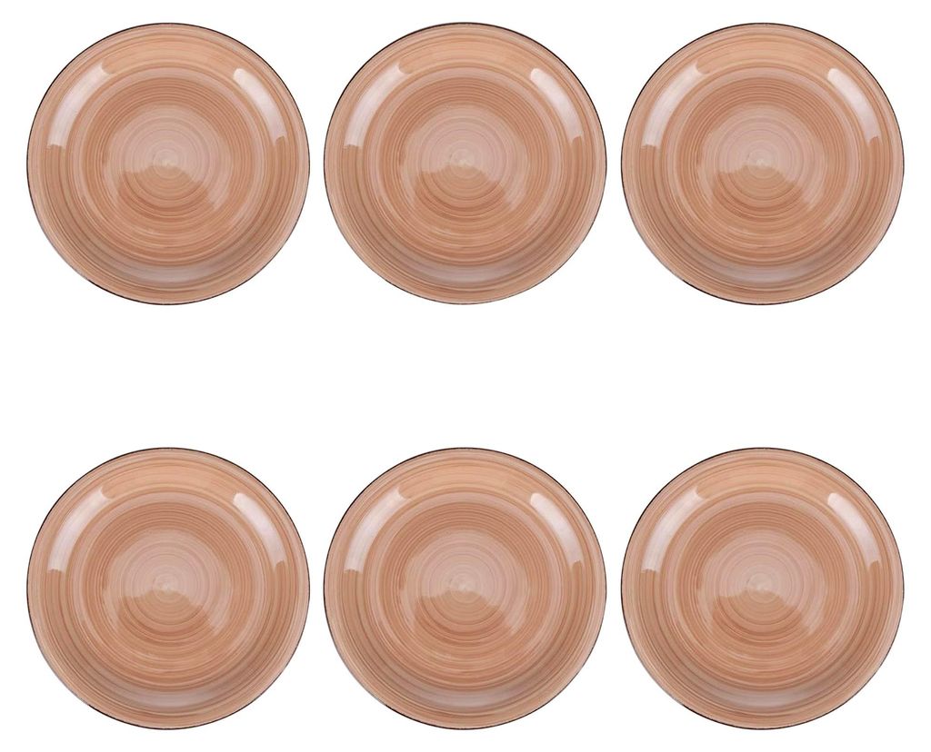 Set aus 6 Obsttellern Ø 19,3 cm aus handbemaltem Steinzeug, Terrakotta, 4 Farben