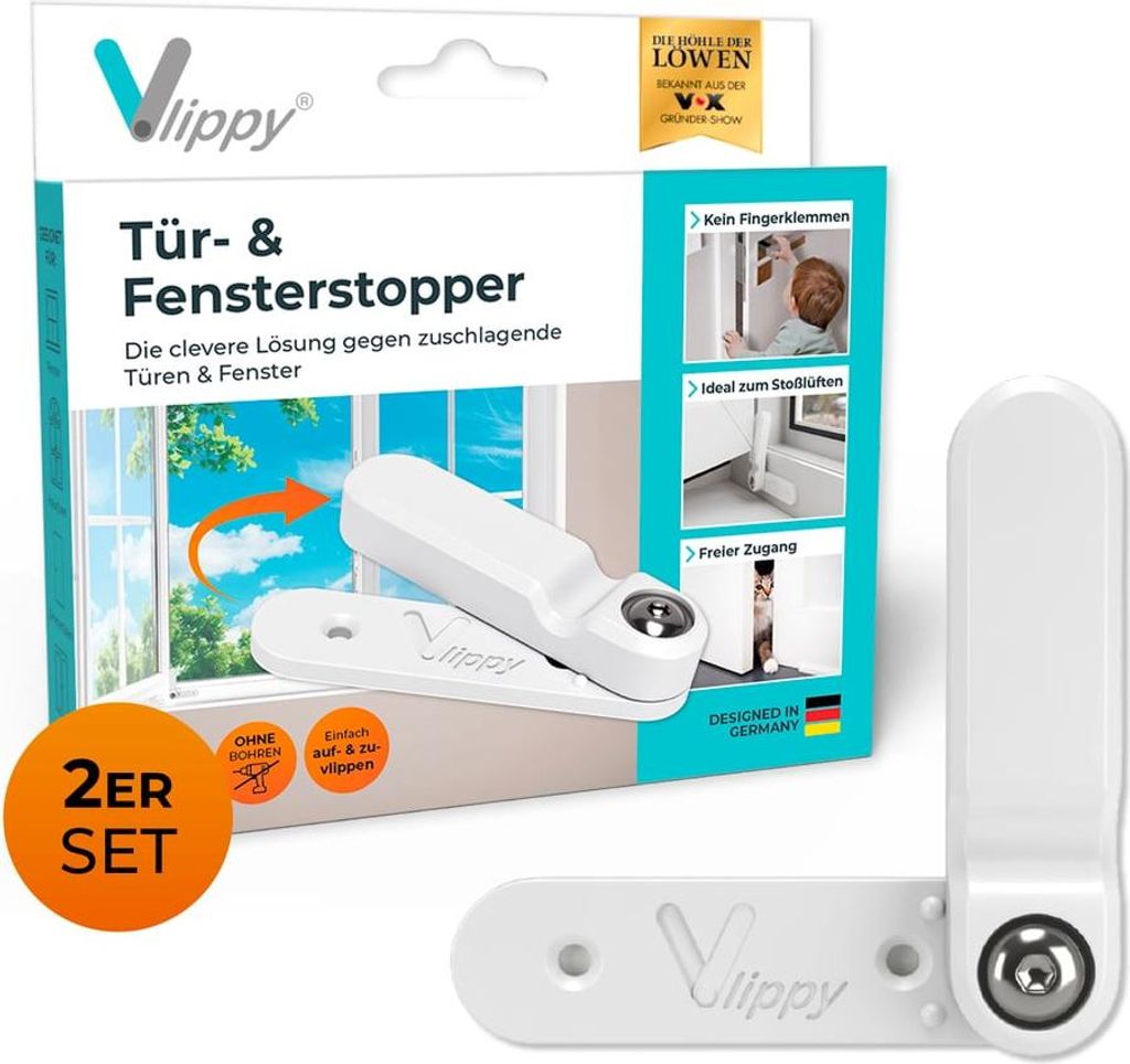 Vlippy Arrêt de porte & fenêtre, set de 2 pièces, blanc Image du produit 