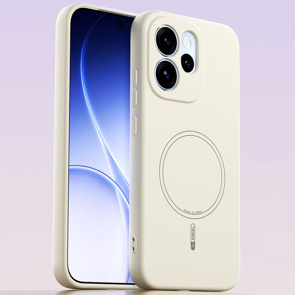 Magnetische Handyhülle für Oppo Reno15 Pro, MagSafe kompatible, Flüssig Silikon Stoßfest Kratzfest Hülle Beige