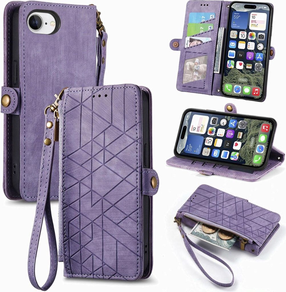 Handyhülle Klapptasche Kunstleder für Apple iPhone 17e 16e Book Wallet Schlaufe