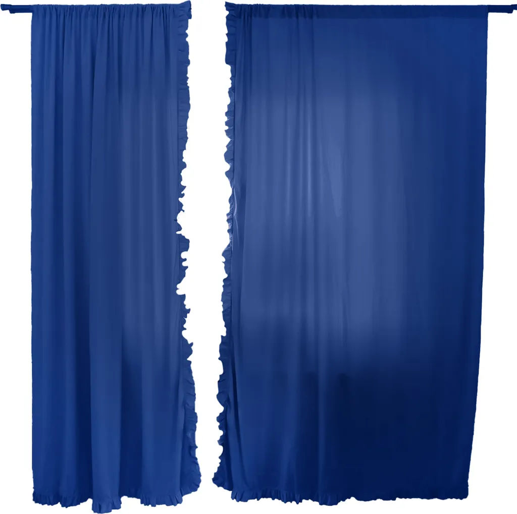 Paire de rideaux décoratifs à volants bleu marine pour chambre à coucher