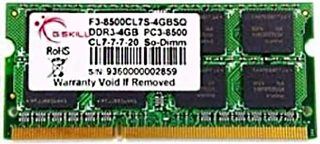 RAM G.Skill 4GB DDR3 1066 per MacBook Pro e iMac (F3-8500CL7S-4GBSQ)