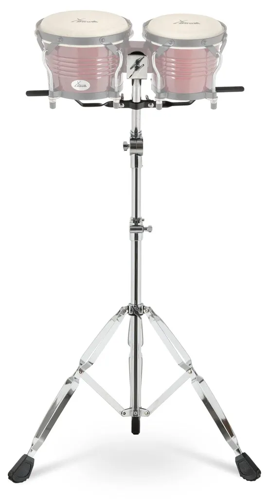 Support de bongo chromé Proline avec trépied stable et double embase - 7