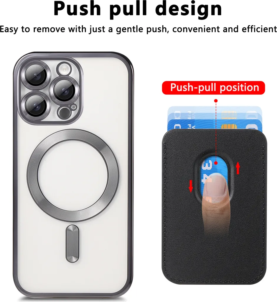 Custodia Magnetica Trasparente Per IPhone 16 Con Porta Carte A Scorrimento – Compatibile Con MagSafe, Ideale Per Collezionisti Di TCG E Foto