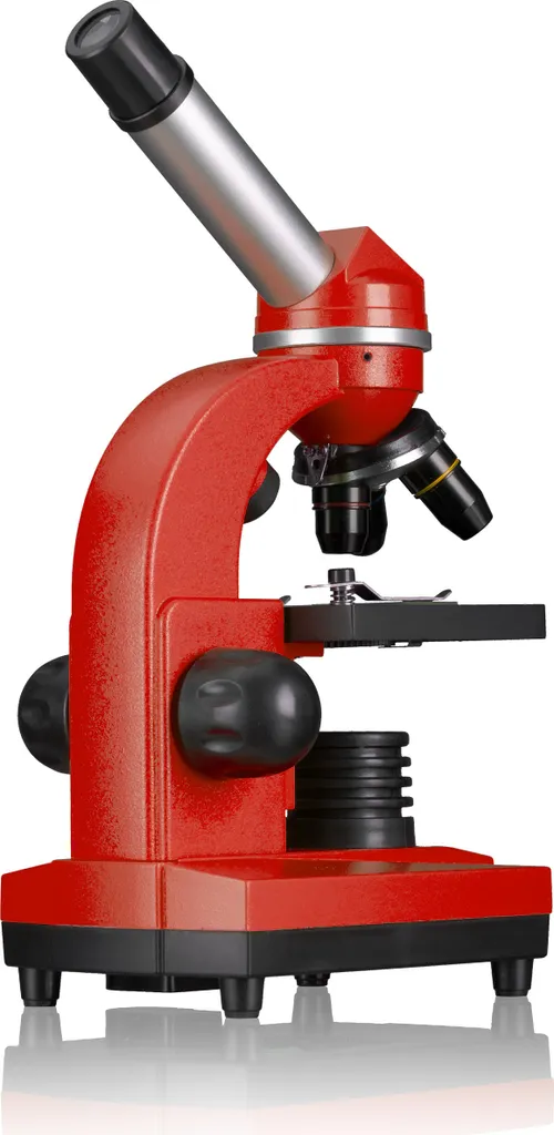Microscope Junior 29 cm Rouge en Acier avec Coffret Complet 28 Pièces