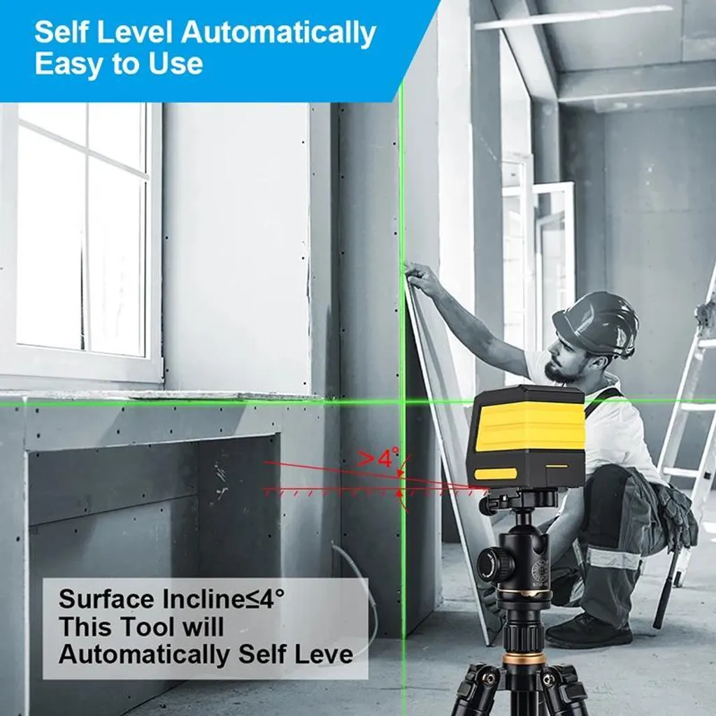 Niveau laser pour pose de carrelage et cloisons avec support vert - 4