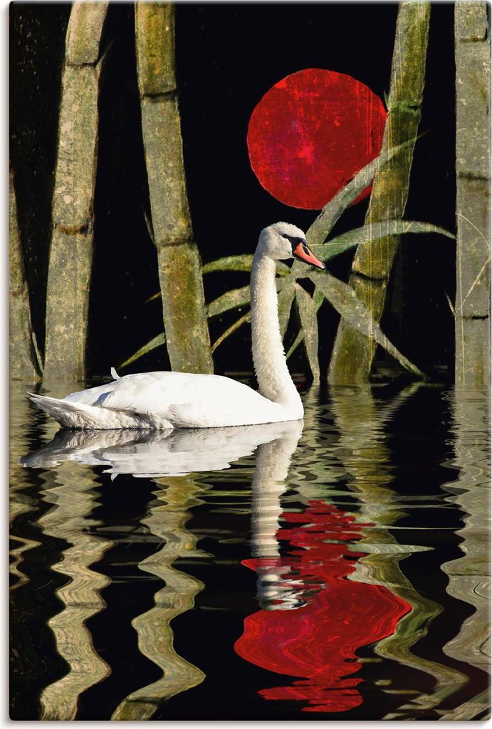 ARTland Leinwandbild Blutmond über dem Schwanensee Größe: 60x90 cm