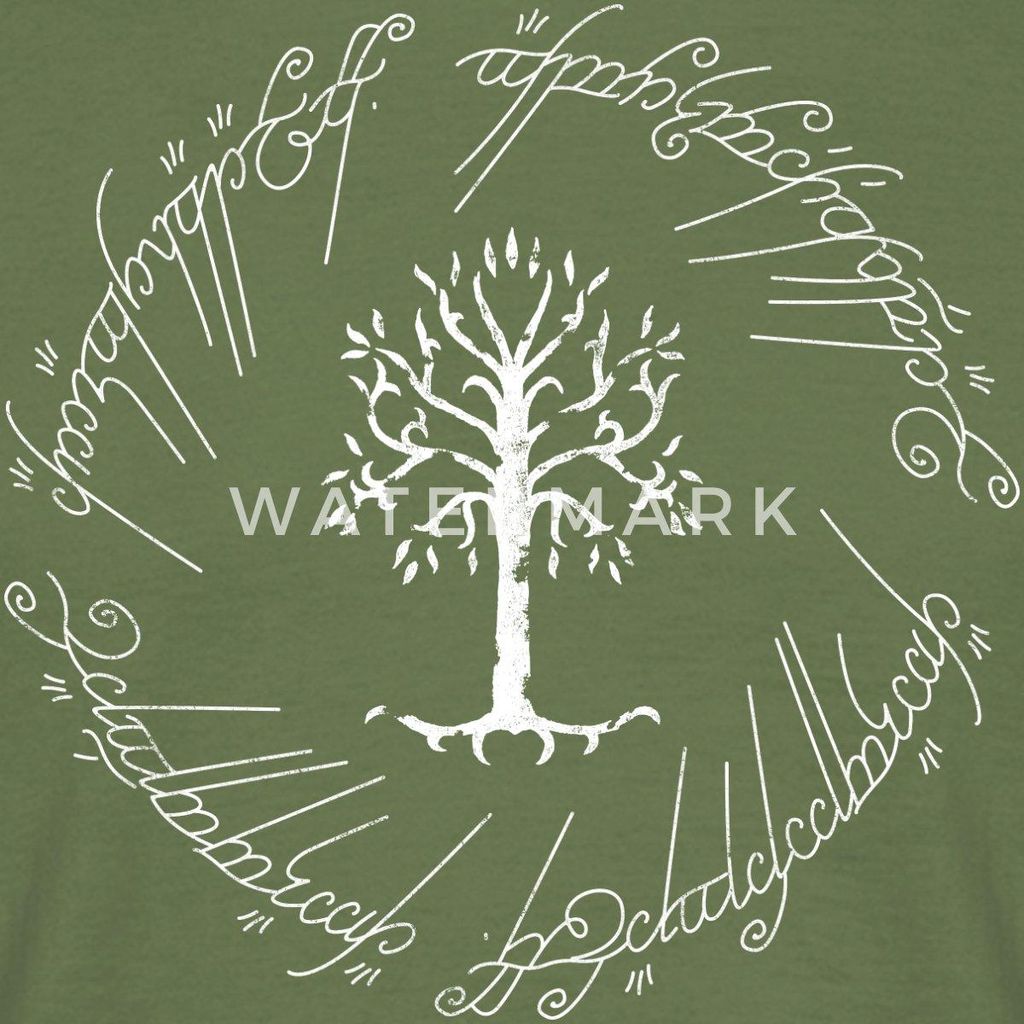Spreadshirt Der Herr Der Ringe Der Weiße Baum Gondors Männer T-Shirt, M, Militärgrün