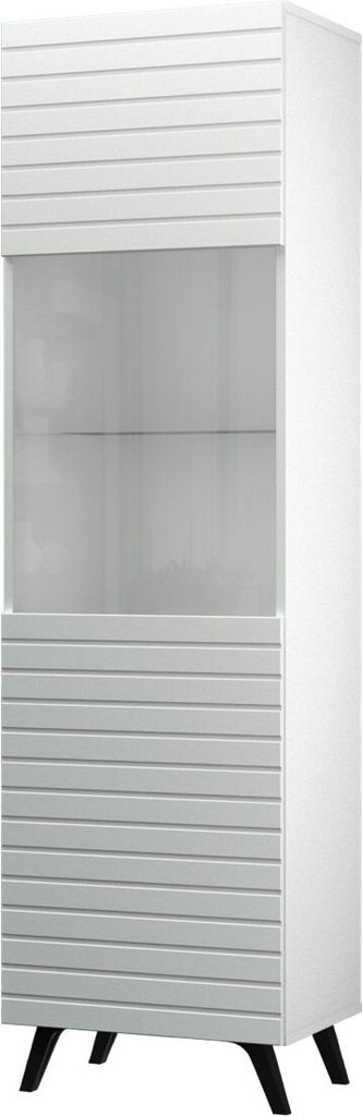 Vitrine Diverse DV3 Vitrinenschrank 50x182x42 cm Gefräste Front Weiß/Weiß/Muster 2