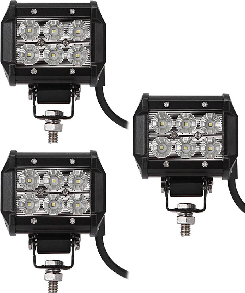 Greenmigo 3pcs 18W LED Scheinwerfer Flutlicht Rückfahrscheinwerfer IP67 Wasserdicht Zusatzscheinwerfer Arbeitsscheinwerfer 12V 24V