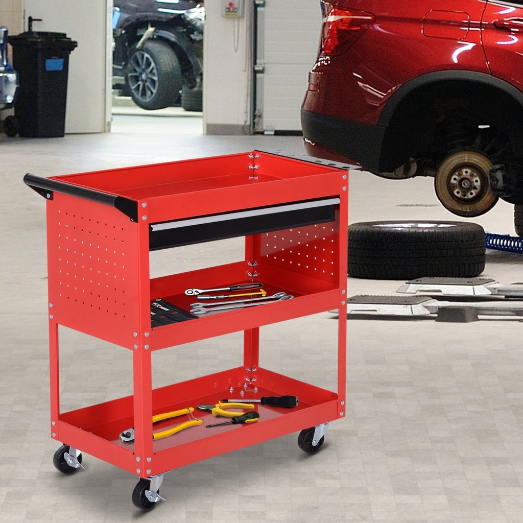 Werkstattwagen Werkzeugwagen Rollwagen Montagewagen 2 Fächer | Kaufen