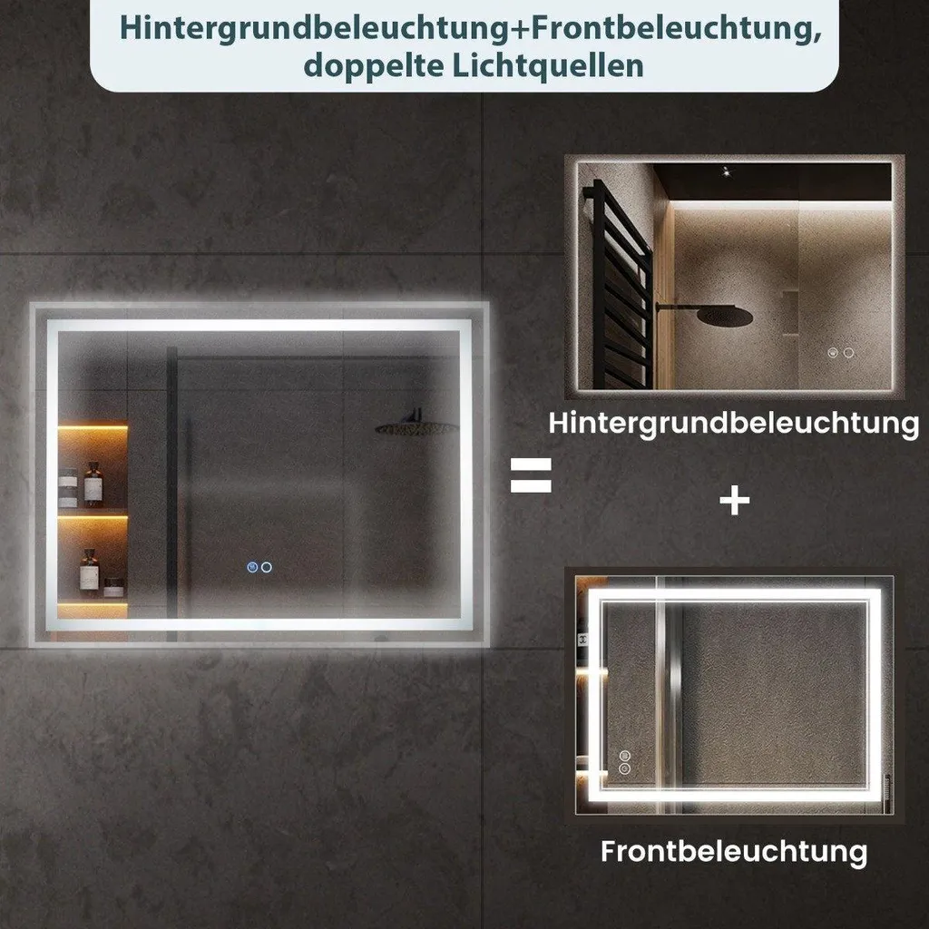 Miroir LED 80x60 Antibuée Double Éclairage et Tactile Haute Qualité - 5
