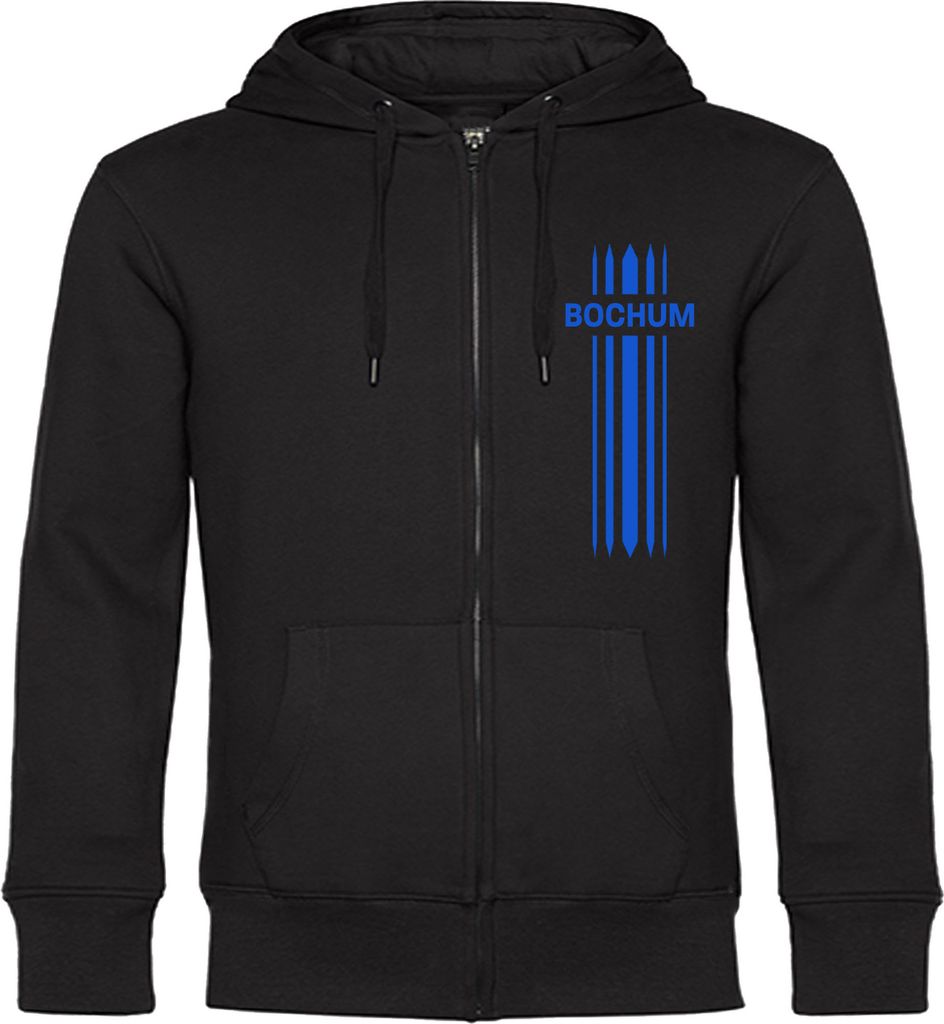 multifanshop Kapuzen Sweatshirt Jacke - Bochum - Streifen, schwarz, Größe M