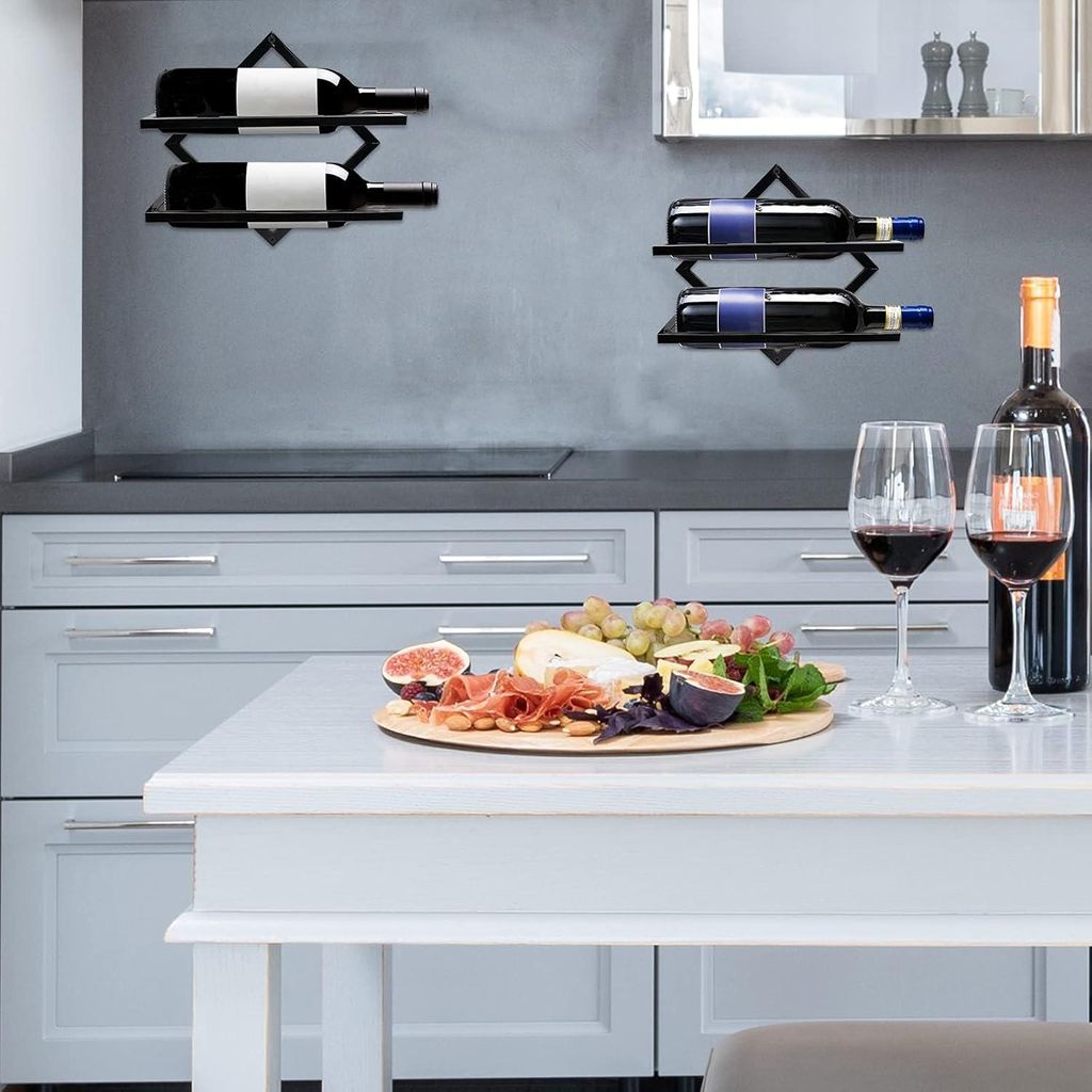 Wandhalter für Weinflaschen - Faltbares Weinregal - 2 Stück - Schwarz