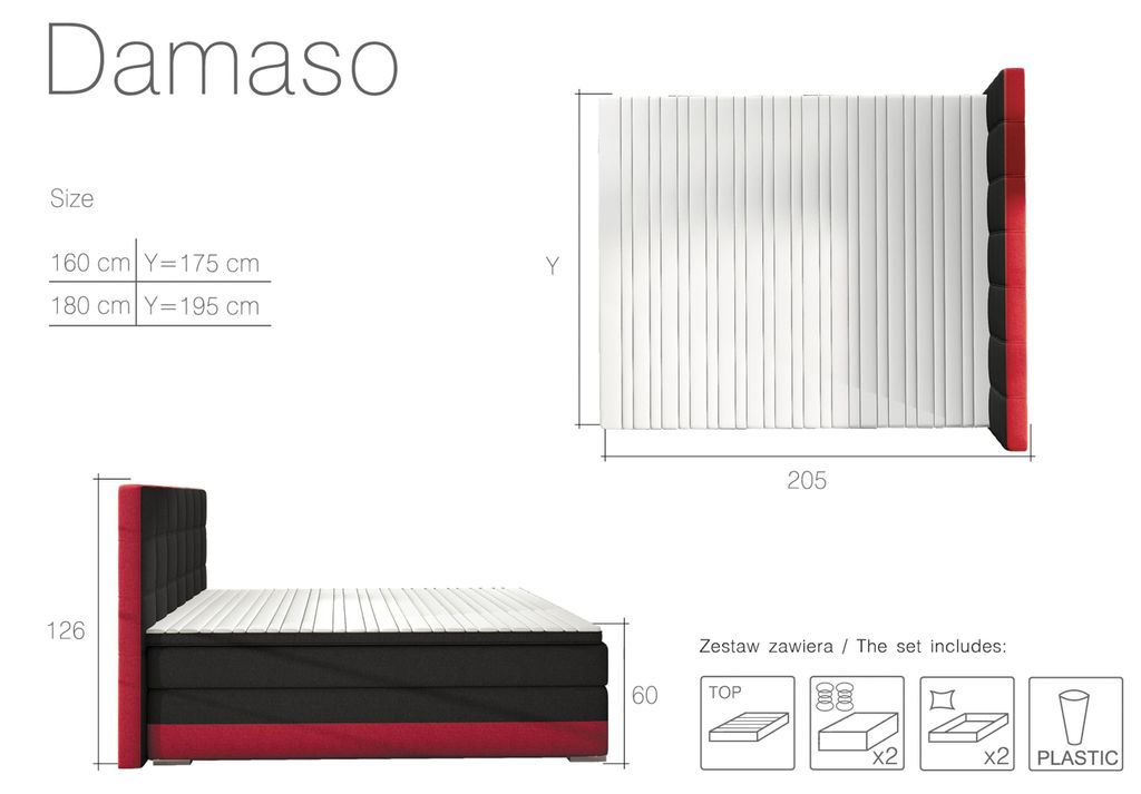 Lederbett Polster Bett Boxspring Betten Bettkasten 180x200cm Matratze Topper Neu