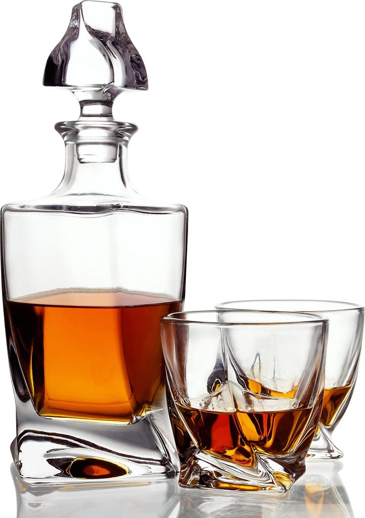 Belle Vous 800 ml Glas Whisky Karaffe & Whisky Gläser Set - Whiskey Dekanter mit Glasstopfendeckel - Whiskey Geschenke für Männer, Ideal als Wein,