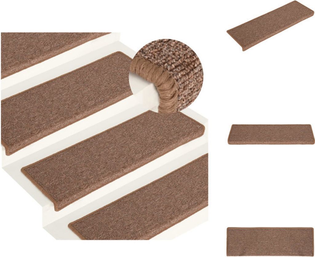 vidaXL Stufenmatten 15 Stk. 65x21x4 cm Braun - Stufenteppiche