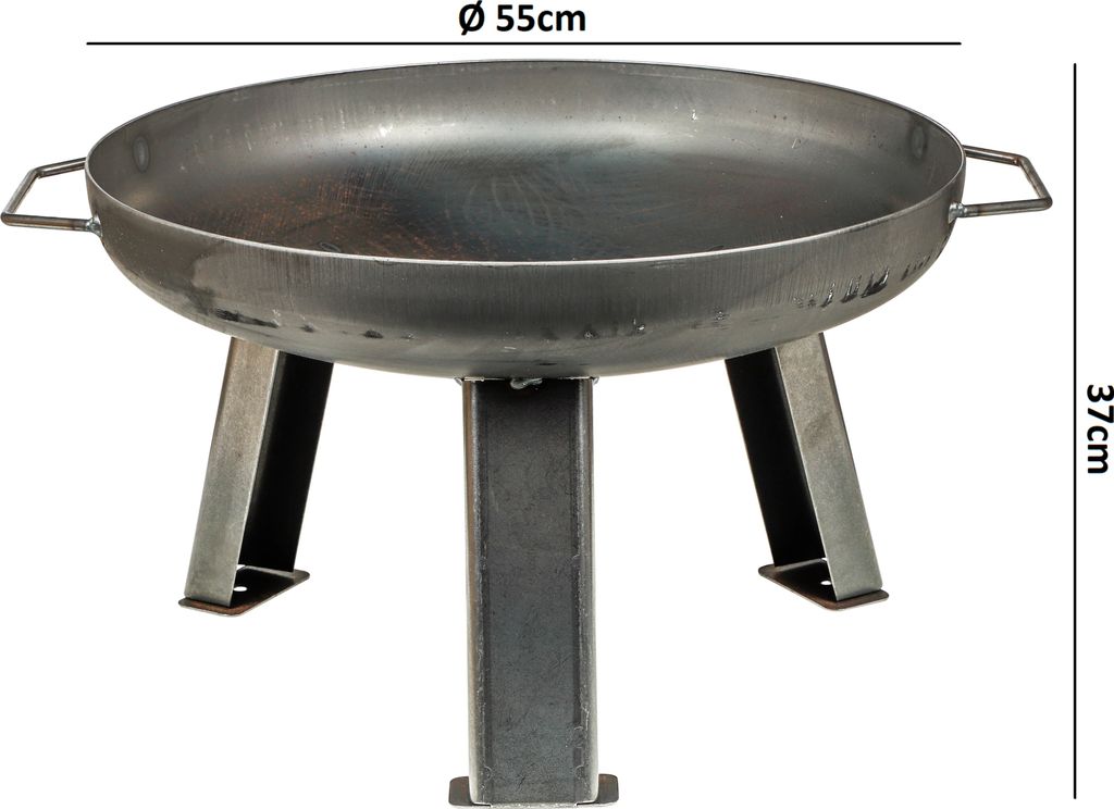 Feuerschale - Quadro Ø 55cm - Massive und dekorative Schwarze Feuerstelle - Feuerschale für den Garten, Terrasse oder Camping