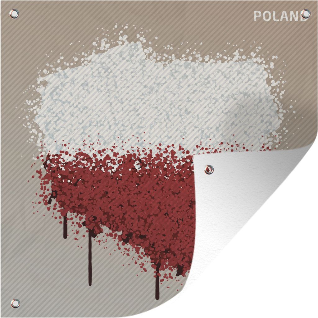 MuchoWow 50x50 cm Outdoor-Poster Gartendeko Sichtschutz Garten Poster für den Garten Illustration von Polen in den Farben der Flagge